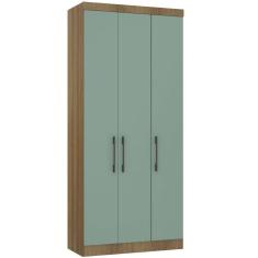 Imagem de Guarda Roupa Modulado 101,50cm 3 Portas Paris Luciane Móveis Avelã Pf Com Verde Pf
