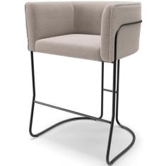 Imagem de Banqueta Decorativa Fixa Baixa Base de Aço Preto Betina D02 Bouclê Cre