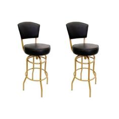 Imagem de Kit 2 Banquetas Alta Bar Giratória com Encosto cor Dourado fosco Assen