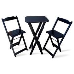 Imagem de Jogo De Mesa Bistro Com 2 Banquetas Dobravel Para Bar E Restaurante- Preto - Cor: Preto