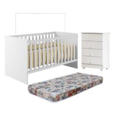 Imagem de Quarto de Bebê com Berço com Colchão Suporte Life e Cômoda de Bebê 100