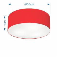 Imagem de Plafon Cilíndrico Md-3014 Cúpula Em Tecido 50X15cm Vermelho - Bivolt