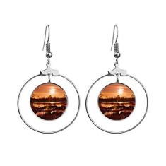 Imagem de Brincos Red Dark Forestry Science Nature Scenery com argola pendurada, joia circular