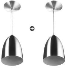 Imagem de Kit 2 Lustres Pendente Cone De Alumínio 20x14cm Soquete E-27 Escovado