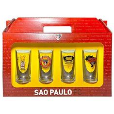 Imagem de Conjunto 4 Copos Vidro Long Drink Sao Paulo Tricolor - Historia 300ml Licenciado
