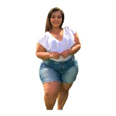 Imagem de Blusa Body Plus Size Babado Decote V Grande Feminino