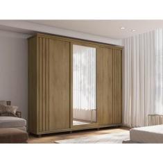 Imagem de Guarda Roupa Casal com Espelho 3 Portas de Correr 4 Gavetas Espanha Cinamomo