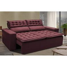 Imagem de Sofá Retrátil e Reclinável Cama Inbox Slim 1,50m Tecido Suede Velusoft Vinho