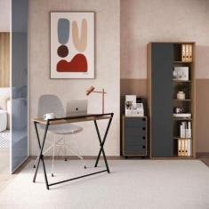 Imagem de Kit Escritório Escrivaninha Estante E Gaveteiro C/ 4 Gavetas - Placa E