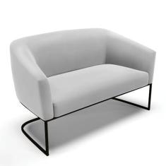 Imagem de Sofá Namoradeira 2 Lugares Base Industrial Preto Stella Suede Cinza D03 - D'Rossi