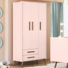 Imagem de Guarda-Roupa De Bebê Encanto 3 Portas 2 Gavetas Rosa - Qmovi