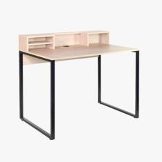 Imagem de Mesa Escrivaninha 100cm Pé Quadrado Mart Home Mh21bp Com Nichos Branca