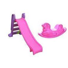 Imagem de Escorregador Infantil Médio + Gangorra Cavalinho Rosa - Chbrink