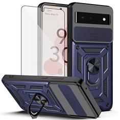 Imagem de Asuwish Capa de celular para Google Pixel 6 com capa de câmera deslizante e protetor de tela de vidro temperado, suporte rígido, acessórios de célula híbrida Pixel6 Pixle Six Mobile Slim Kickstand