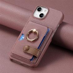 Imagem de Capa de telefone com suporte de anel de couro para iPhone 13 12 Mini 15 14 11 Pro Max X XS XR 7 8 Plus Carteira com capa de suporte de cartão, damasco, para iPhone XR