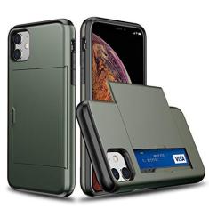 Imagem de SORAKA Capa para iPhone 11 com porta-cartões Capa para carteira Capa blindada para iPhone 11 Capa para PC TPU de camada dupla Capa à prova de choque