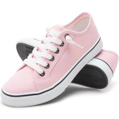 Imagem de Tênis feminino de lona, antiderrapante, casual, cadarço, lona, cano baixo, branco, mocassim para mulheres, moderno, preto, rosa, 35