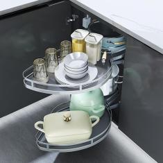 Imagem de Armário de canto Armário de cozinha extraível Armário de cozinha Armário de canto Retrofit Gaveta telescópica, Armário de canto de cozinha Carrossel Sistema de travamento silencioso ajustáve