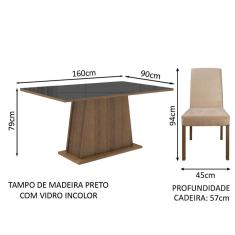 Imagem de Conjunto Sala de Jantar Madesa Sabrina Mesa Tampo de Vidro com 4 Cadeiras - Rustic//Imperial