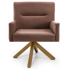 Imagem de Kit 2 Poltronas Decorativas Giratórias Base Giromad Madeira Angel B-276 Veludo Ferrugem - Domi