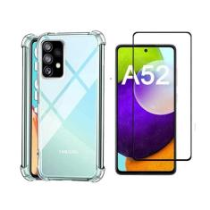 Imagem de Kit Capinha Celular Antichoque Compatível Samsung Galaxy A52 + 2 Películas Vidro 9D Cobre Toda Tela