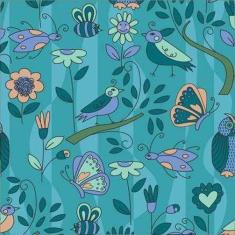 Imagem de Papel De Parede Adesivo Bichos Verde 1422 Rolo 0,58X3M