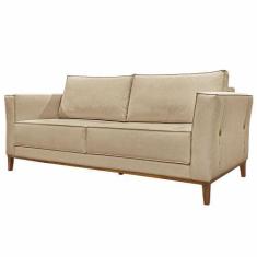 Imagem de Sofá Decorativo 2 Lugares 190cm Pés Em Madeira Tarantino Linho Bege G6