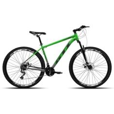 Imagem de Bicicleta MTB Aro 29 GTI Roma 27v Freios Hidráulicos e Suspensão com Trava,Preto Degradê Verde