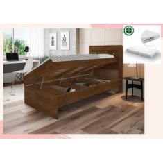 Imagem de Cama solteiro reforçada com baú e colchão solteiro d20 larissa mdf/mdp