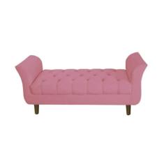 Imagem de Recamier Estofado Para Quarto Closet 90 cm Grécia Suede Rosa Barbie - DL DECOR