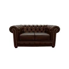Imagem de Sofá Chesterfield de Couro 2 Lugares - Marrom
