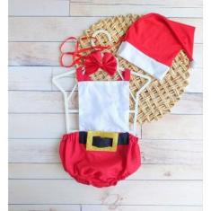 Imagem de Fantasia Natal Papai Noel Bebê Romper com Tiara e Gorro - Gigi e Dan