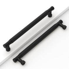 Imagem de Coinkoly Pacote com 10 puxadores pretos de 192 mm (7-1/5.1 cm) de armário serrilhado para cozinha, puxadores pretos foscos, puxadores de gavetas, ferragens para armário e banheiro