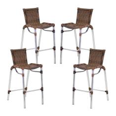 Imagem de Kit 4 Banquetas Fortaleza Em Alumínio Alta Edícula Cozinha Argila