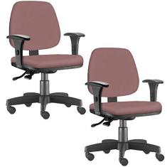 Imagem de Kit 02 Cadeiras Giratória Job L02 Executiva Ergonômica Escritório Suede Rosê - Lyam Decor
