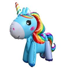 Imagem de Happyyami Balão de licorne de arco-íris com desenho 3D para crianças