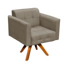 Imagem de Poltrona Giratória Elisa Suede Marrom Rato Base Madeira MM30 D'Rossi