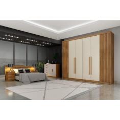 Imagem de Guarda Roupa Casal 6 Portas 8 Gavetas - Orfeus Ripado-Cumaru/Fendi - Móveis Novo Horizonte