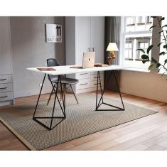 Imagem de Escrivaninha Mesa Bela Vista Preto E Tampo Branco - Preto