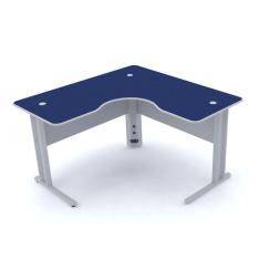 Imagem de Mesa para Escritório em L Estação de Trabalho ETP1515 Maxxi Pandin Móveis Cinza Azul