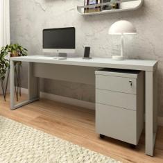 Imagem de Mesa Escrivaninha Industrial 170cm Com Gaveteiro E Pés Metal - F5 Offi