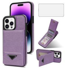 Imagem de Asuwish Capa de celular para iPhone 14 Pro Max de 6,7 polegadas com protetor de tela RFID Slim suporte para cartão de crédito com suporte para celular iPhone14promax 5G i Phone14Max Plus iPhone14