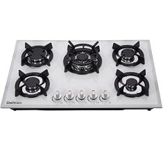 Imagem de Fogão a Gás de 30 polegadas DTW5701 WhiteTempered Glass Gas Cooktop, 5 fogão a gás conversível LPG/NG Fogão a gás com proteção de termopar Fogão a gás