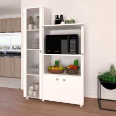 Imagem de Armário De Cozinha Paula Com Cristaleira 3 Portas Branco - Panorama Móveis