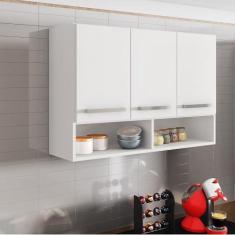 Imagem de Armário  Aéreo Móveis De Cozinha Multiuso 3 Portas Branco - Brienza Mo
