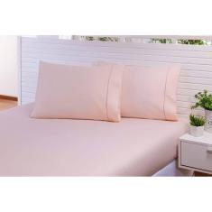 Imagem de Lençol Queen 3 Peças C/Elástico Percal 100% Algodão 200 Fios Salmon