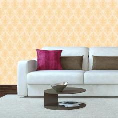 Imagem de Papel De Parede Laranja Claro Arabesco Sala Adesivo Lavavel