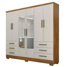 Imagem de Guarda Roupa Casal 6 Portas 6 Gavetas Encant COM Espelho Novo Horizonte Cor Cumaru Fendy
