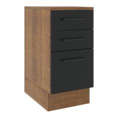 Imagem de Balcão Madesa Agata 40 cm 3 Gavetas - Rustic/Preto