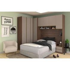 Imagem de Guarda Roupa Casal De Canto 8 Portas E 2 Gavetas Nogueira Dourado Com